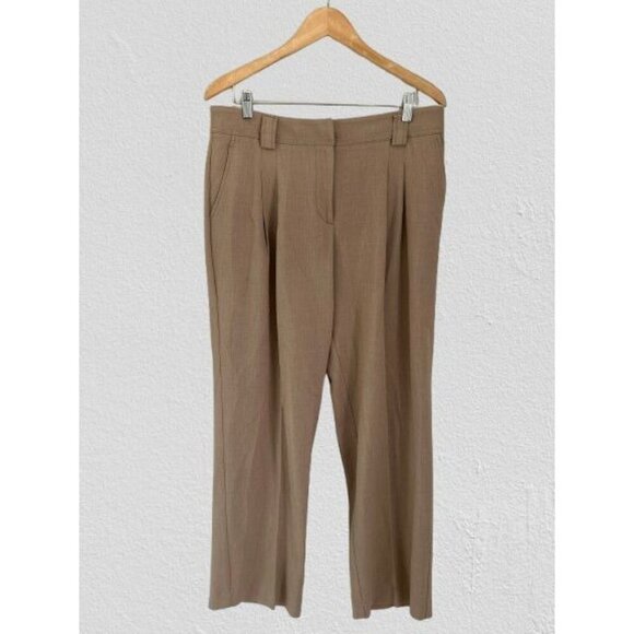 ANTHRPOLOGIE Vintage-Inspired Taupe Pants Pleated Front Belt Loops Size 12 - Picture 1 of 10